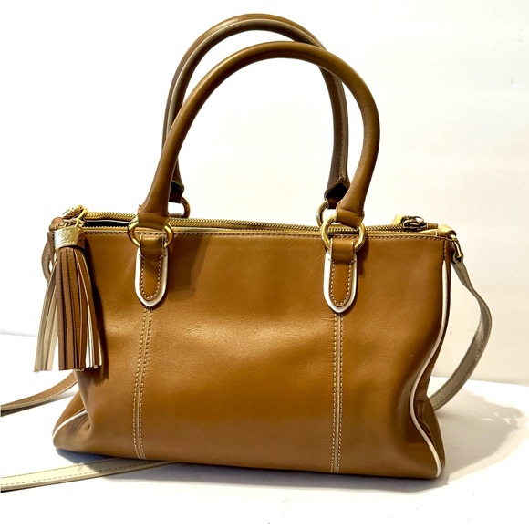 Prix De Dressage Brown leather with cream trim shoulder bag/handbag - Picture 2 of 12